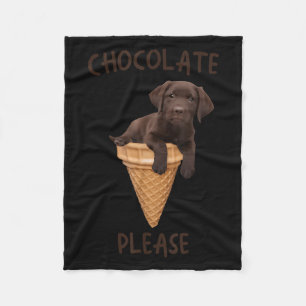 Chocolate Lab Waffle Cone Ice Cream Cute Labrador Fleece Blanket