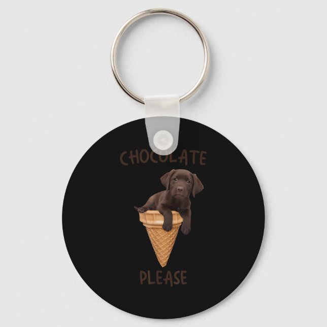 Chocolate Lab Waffle Cone Ice Cream Cute Labrador  Keychain (Front)