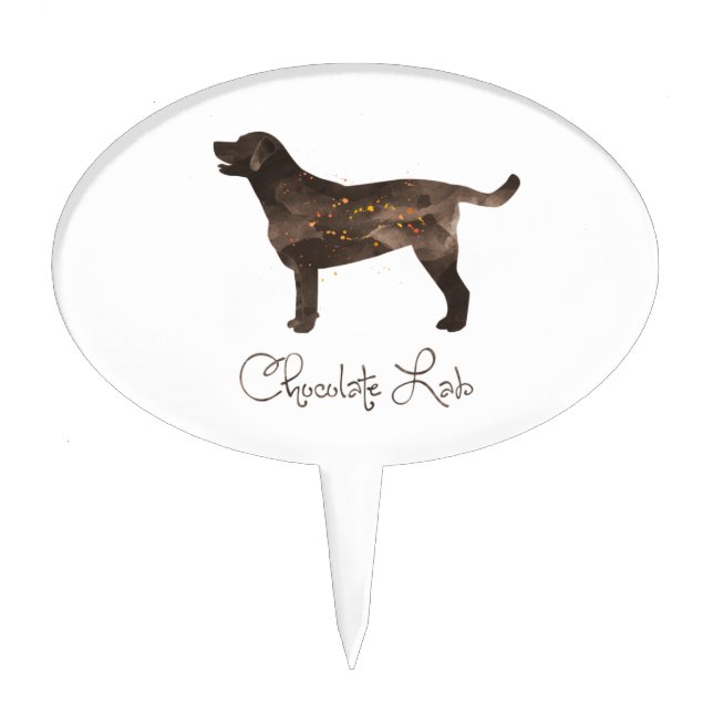 Chocolate Lab Watercolor Design Cake Topper (Front)