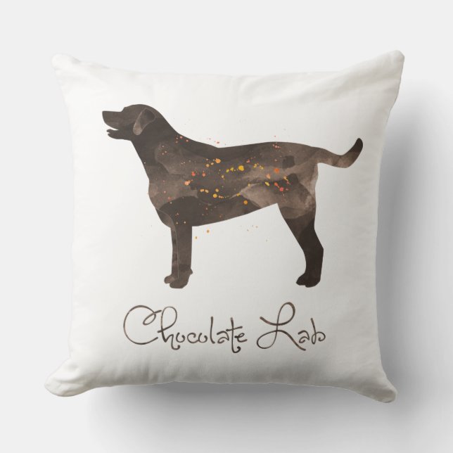 Chocolate Lab Watercolor Design Throw Pillow (Front)