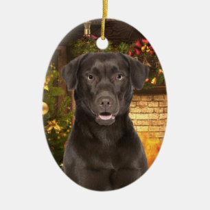 Chocolate Lab Xmas Ornament