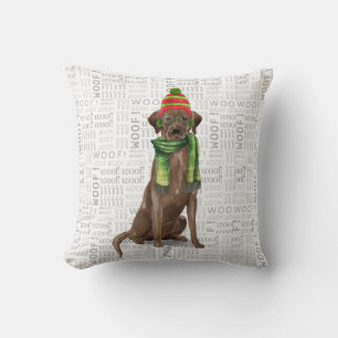 Chocolate LabFunny Dog Lo ver Christmas Throw Pillow