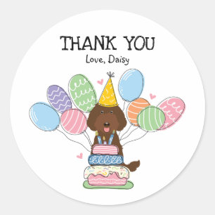 Chocolate Labradoodle Birthday Favor Tags Sticker