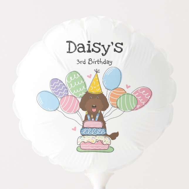 Chocolate Labradoodle Dog Birthday Party Balloon (Front)