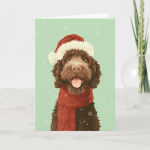Chocolate Labradoodle Holiday Greeting Card