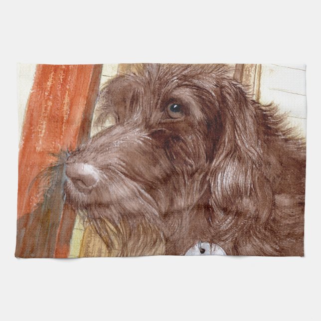 Chocolate Labradoodle Jackson Towel (Horizontal)