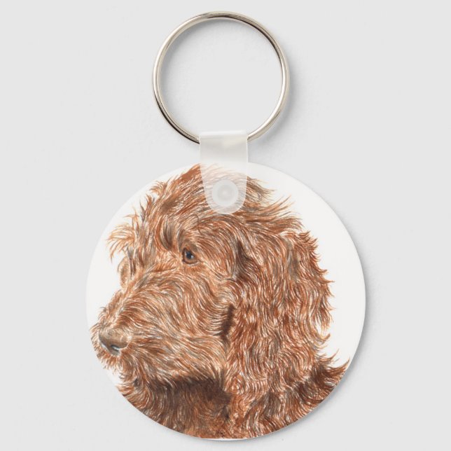 Chocolate Labradoodle Keychain (Front)
