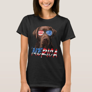 Chocolate Labrador American Flag Lab Dog 4th Of T-Shirt