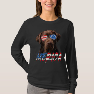 Chocolate Labrador American Flag Lab Dog   4th Of  T-Shirt