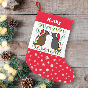 Chocolate Labrador and Black Labrador Santas Small Christmas Stocking
