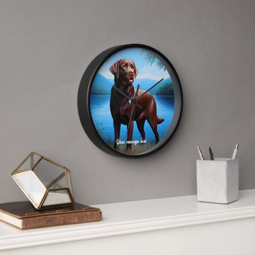 Chocolate Labrador and Blue Lake Clock