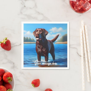 Chocolate Labrador and Blue Lake Napkins
