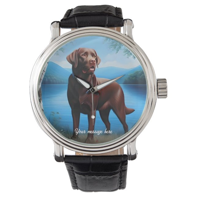Chocolate Labrador and Blue Lake Watch (Front)