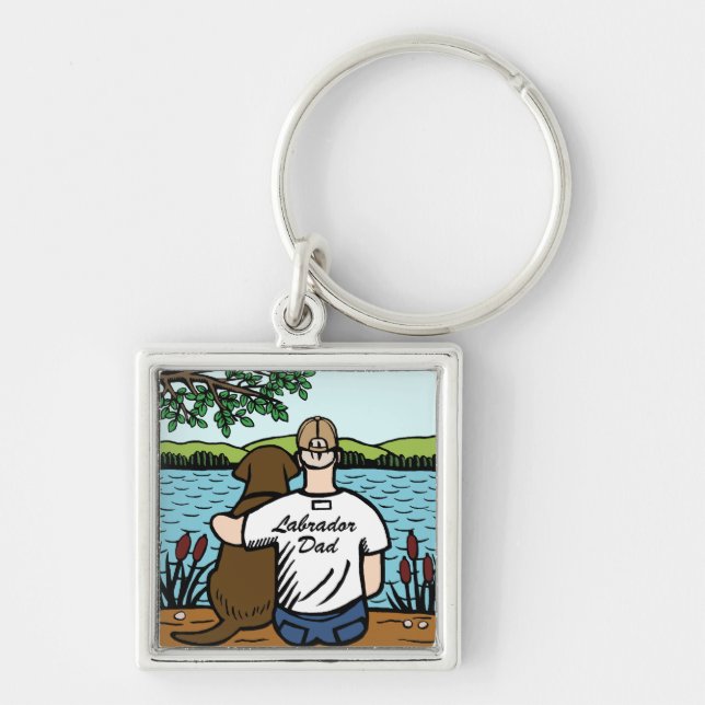 Chocolate Labrador and Dad Keychain (Front)