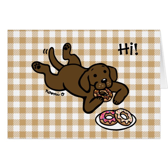 Chocolate Labrador and Doughnuts Thinking of You Cards (Front Horizontal)
