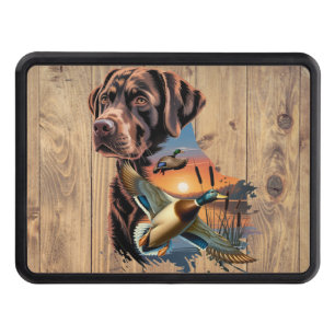 Chocolate Labrador and Flying Mallard Hitch Cover