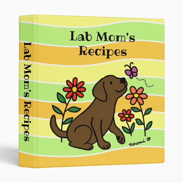 Chocolate Labrador and Green Lab Mom 3 Ring Binder (Front/Spine)