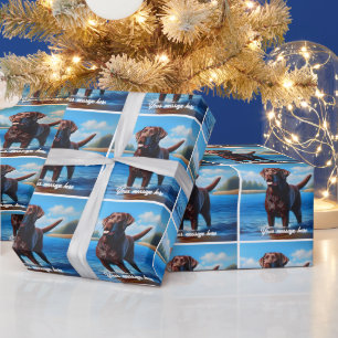 Chocolate Labrador and Lake Wrapping Paper