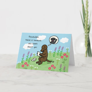 Chocolate Labrador and Letter Someone Cares Card