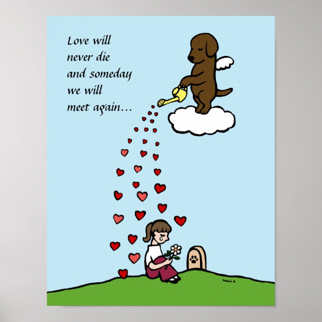 Chocolate Labrador Angel with Love Cartoon Poster (Front)