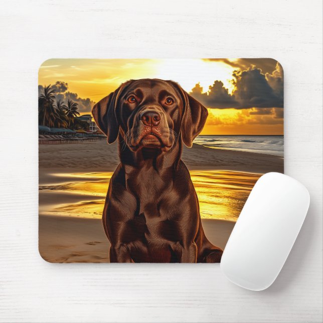 Chocolate Labrador at Sunset Mouse Pad (With Mouse)