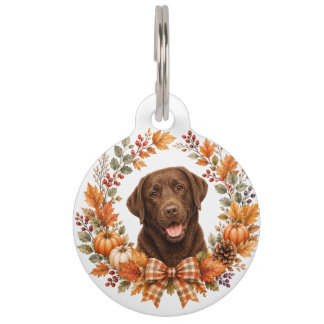 Chocolate Labrador Autumn Pet ID Tag
