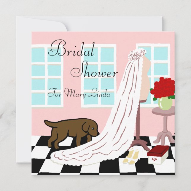 Chocolate Labrador Bridal Shower Invitation (Front)