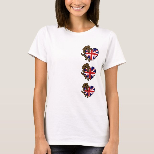 Chocolate Labrador British Heart T-Shirt (Front)