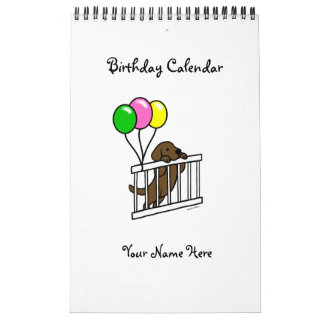 Chocolate Labrador Cartoon Birthday Calendar