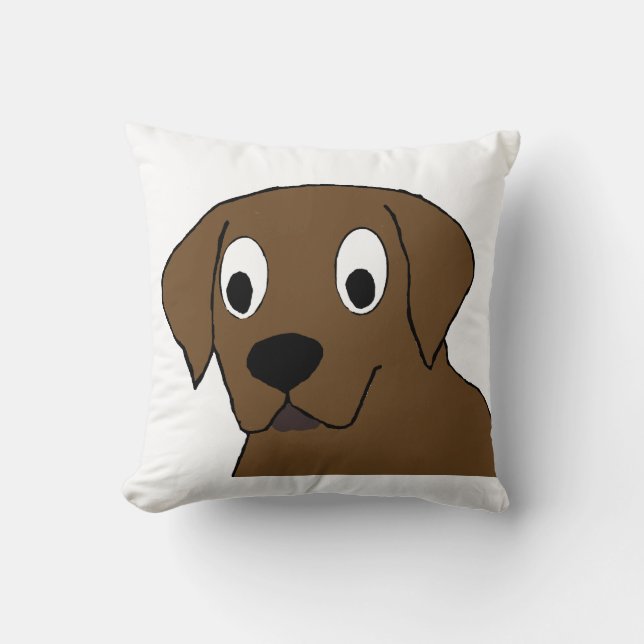 chocolate labrador cartoon throw pillow (Front)