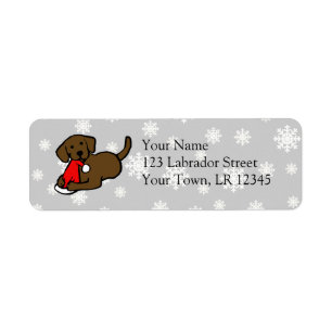 Chocolate Labrador Christmas Cartoon Label