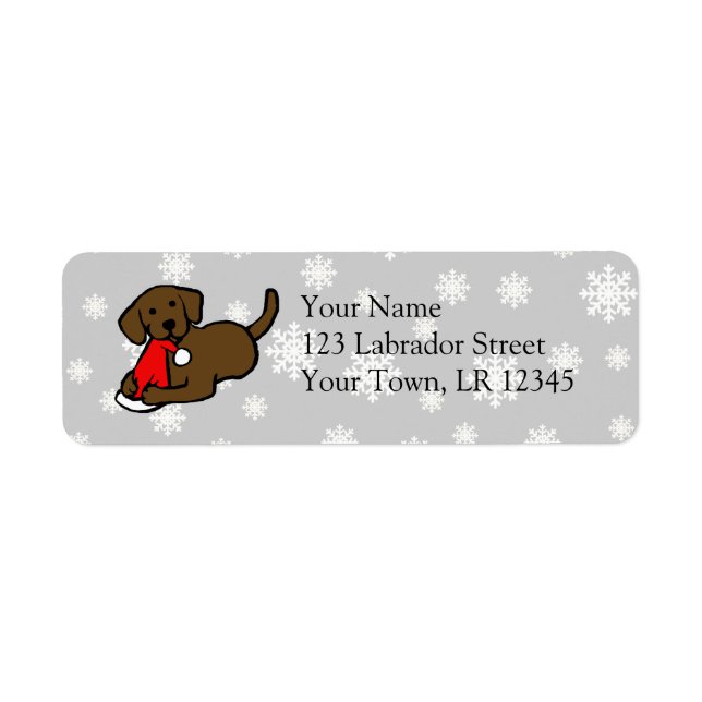 Chocolate Labrador Christmas Cartoon Label (Front)