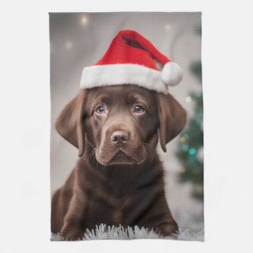Chocolate Labrador Christmas Kitchen Towel
