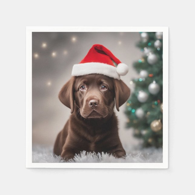 Chocolate Labrador Christmas Napkins (Front)
