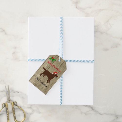 Chocolate Labrador Christmas Santa Gift Tags