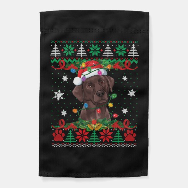Chocolate Labrador Christmas Santa Ugly Lab Dog Garden Flag (Front)