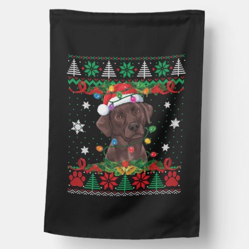 Chocolate Labrador Christmas Santa Ugly Lab Dog House Flag