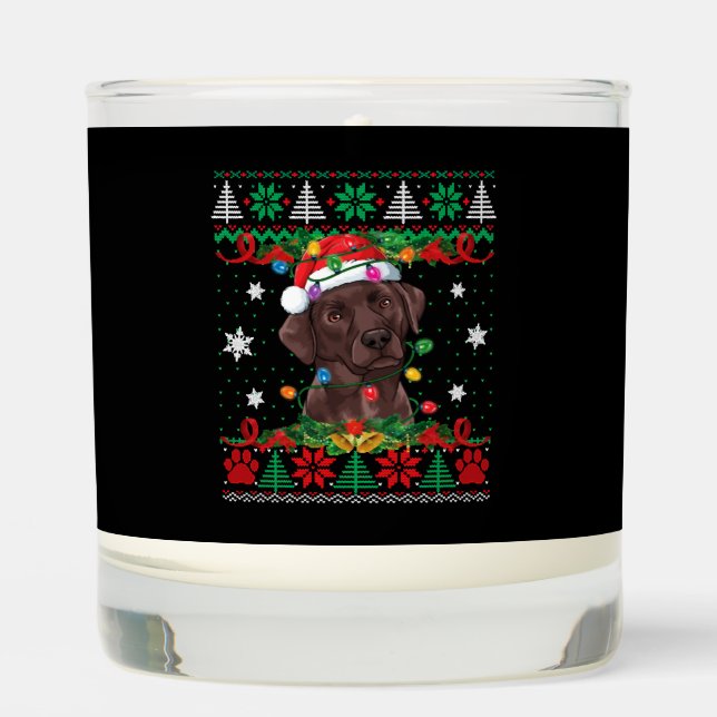Chocolate Labrador Christmas Santa Ugly Lab Dog Scented Candle (Front)