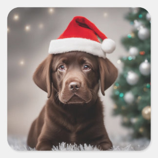 Chocolate Labrador Christmas Square Sticker