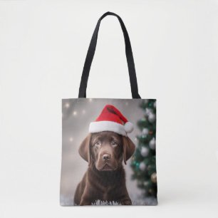 Chocolate Labrador Christmas Tote Bag