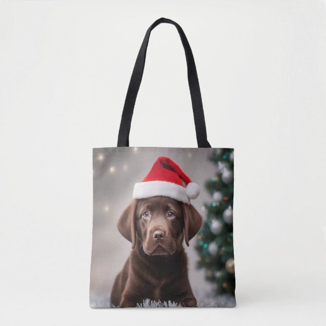 Chocolate Labrador Christmas Tote Bag (Front)