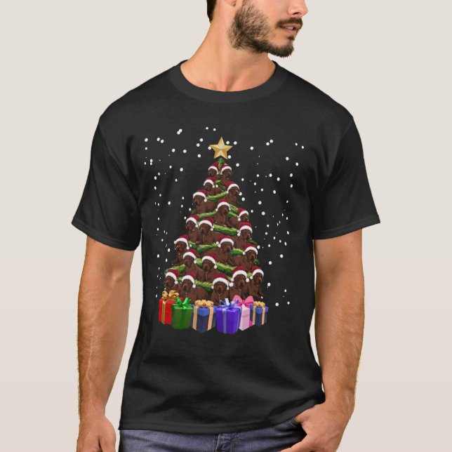 Chocolate Labrador Christmas Tree Funny Xmas Match T-Shirt (Front)