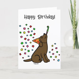 Chocolate Labrador Confetti Birthday Party Card