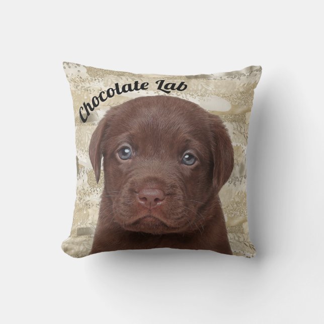 Chocolate Labrador Custom Throw Pillow (Front)