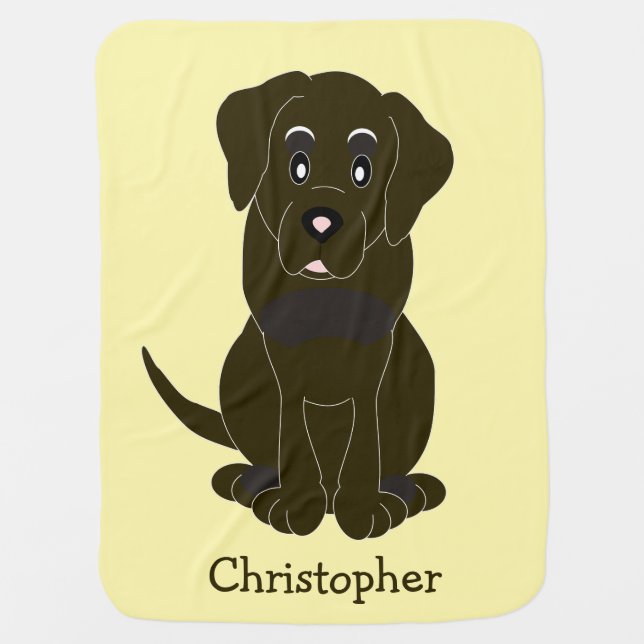 Chocolate Labrador Design Just Add Name Baby Blanket (Front)