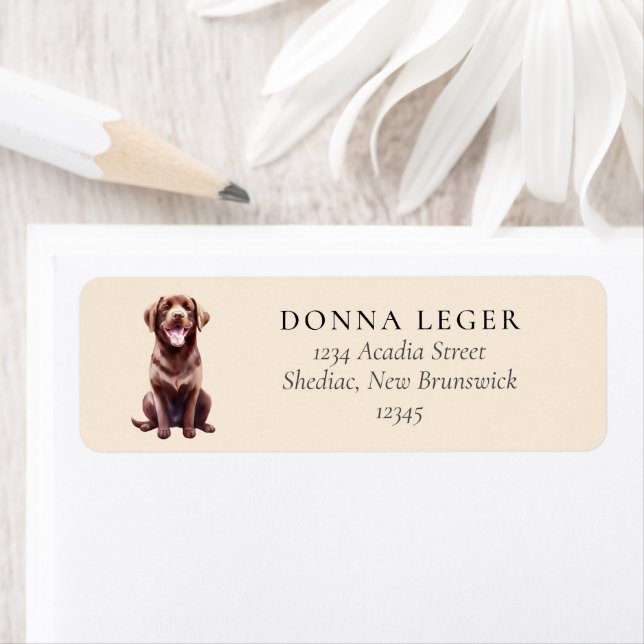 Chocolate Labrador Dog Address Label (Insitu)