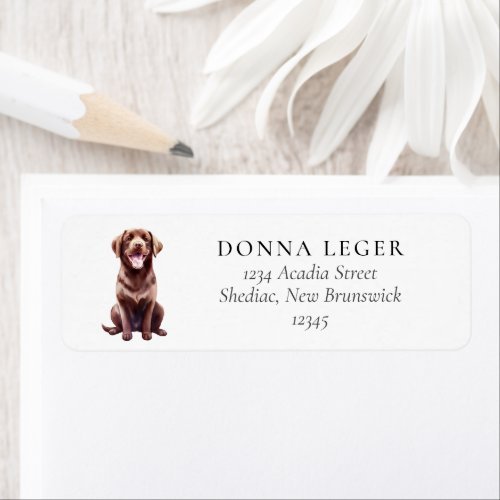Chocolate Labrador Dog Address Label