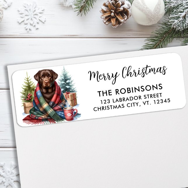 Chocolate Labrador Dog Christmas Return Address Label (Creator Uploaded)