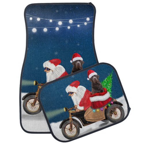 Chocolate Labrador Dog Christmas Santa Claus  Car Floor Mat