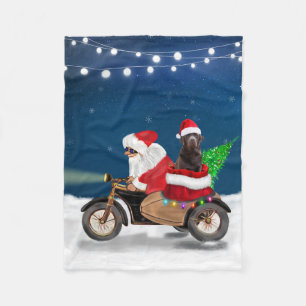 Chocolate Labrador Dog Christmas Santa Claus Fleece Blanket